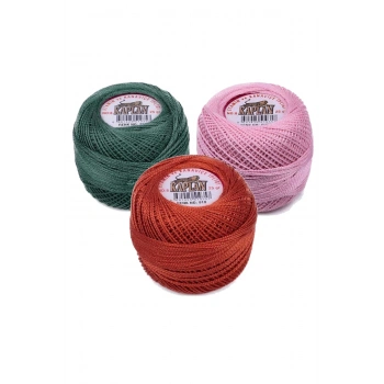 3 Adet Kaplan Etamin Ve Kanaviçe İpi 8 No Kod/Renk: 726 - PUDRA - 918 - 