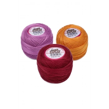 3 Adet Kaplan Etamin Ve Kanaviçe İpi 8 No Kod/Renk: 917 - 741 - 818 - 