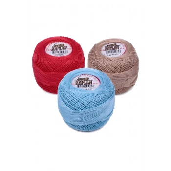 3 Adet Kaplan Etamin Ve Kanaviçe İpi 8 No Kod/Renk: NAR ÇİÇEĞİ - 842 - 997 - 