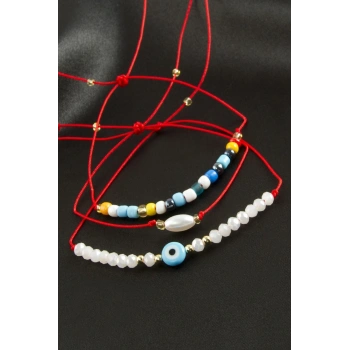 3 Adet Nazar Kristal Kum Boncuk Bileklik