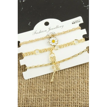 3 Adet Papatya Trend Zincir Bileklik