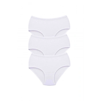3 Adet Tutku Kadın Yüksek Bel Bato Kalın Lastik Külot Beyaz