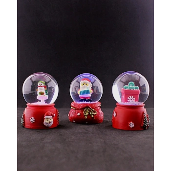 3 Adet Yeni Yıl Noel Hediyesi Temalı Mini Boy Işıklı Kar Küresi 6,5 cm - 36