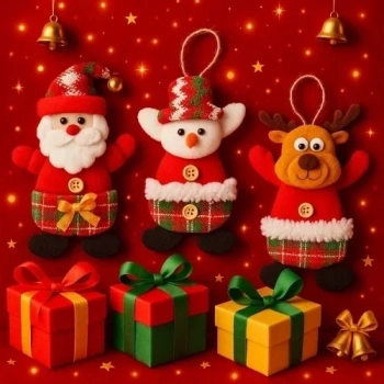 3 Adet Yılbaşı Yeni Model Noel Çam Ağacı Süsü Orta Boy 17 cm x 11 cm
