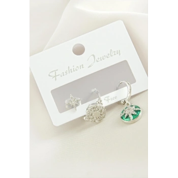 3 Adet Yıldız Zirkon Taşlı Küpe