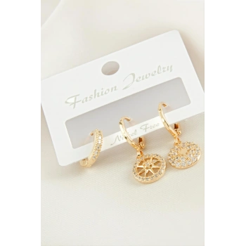 3 Adet Yıldız Zirkon Taşlı Küpe