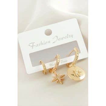 3 Adet Yıldız Zirkon Taşlı Küpe