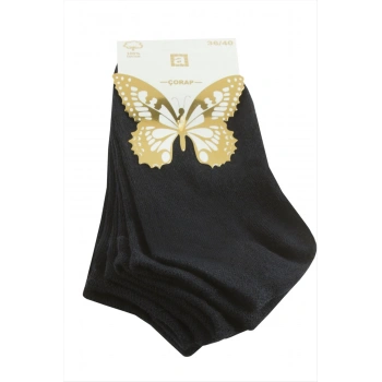 3 Çift Siyah Renkli Snekars Çorap