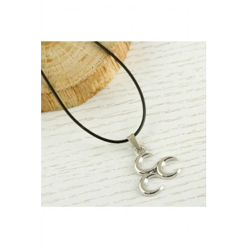 3 Hilal Metal Vinlex Deri Kolye