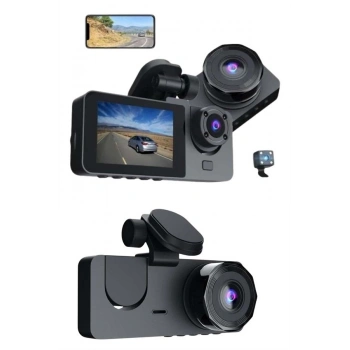 3 Kameralı 2 İnç 1080p Araç İçi Kamera Sürüş Kamerası Carplay