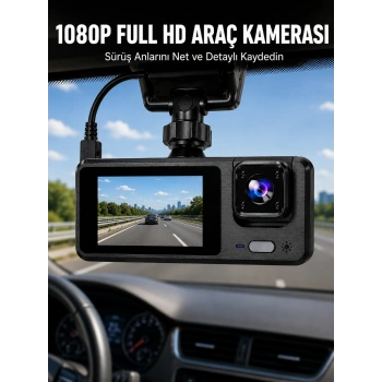 3 Kanallı Araç Kamerası – Full Hd 1080p Kayıt, 2” Ekran, Park Gözetimi Desteği Yeni Nesil