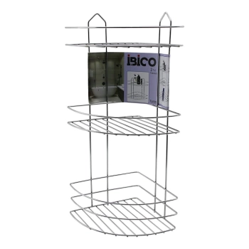 3 KATLI - ÜÇGEN   KROM   METAL  BANYO KÖŞELİK - DUŞKABİN RAF (4887)