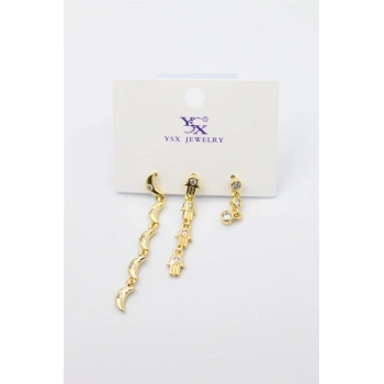 3lü Ay Küpe - Altın