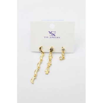 3lü Ay Küpe - Altın