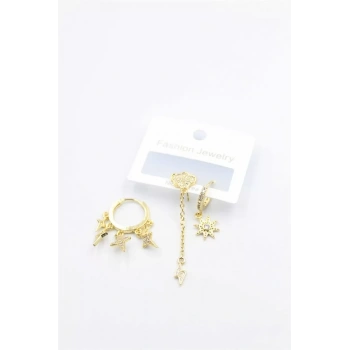 3lü Bulut Küpe - Altın