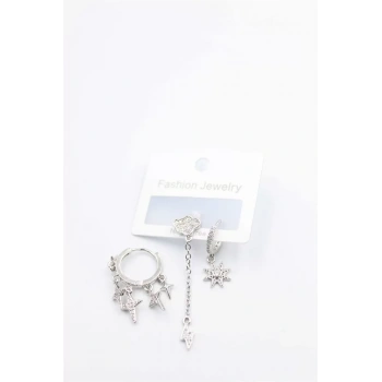 3lü Bulut Küpe - Gümüş