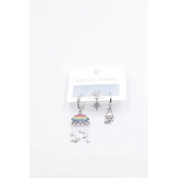 3lü Bulut Küpe - Gümüş