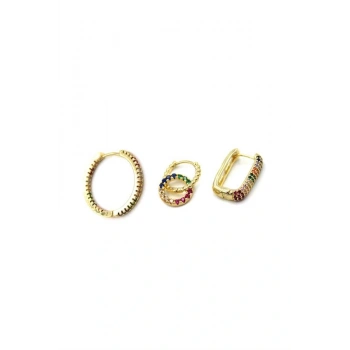 3lü Halka Küpe - Altın