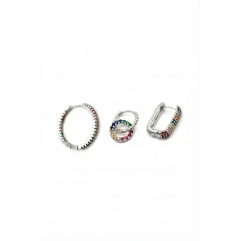 3lü Halka Küpe - Gümüş