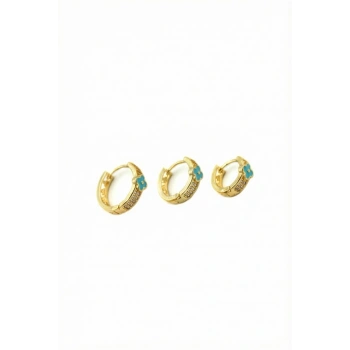 3lü Halka Küpe - Turkuaz