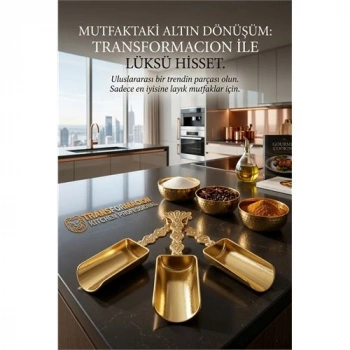 3lü Lüks Gold Zamak Ölçü ve Baharat Kaşığı Seti - Özel Tasarım 721956