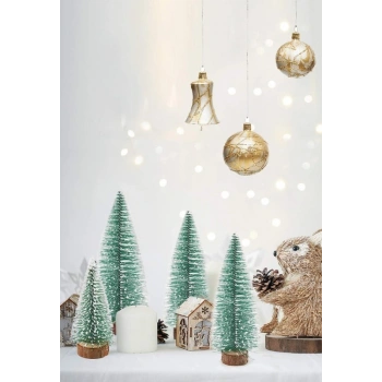 3 Lü Set Nevada Mini Çam Ağacı Uçlarına Kar Yağmış Karlı Yılbaşı Hediyesi  15 - 12 - 8  cm
