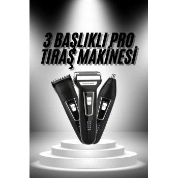 3lü Set Saç Sakal Kesme Traş Makinesi Burun Kılı Alma Tıraş Makinesi