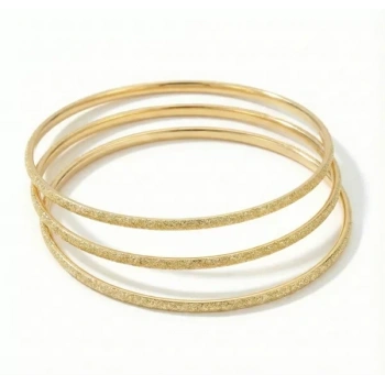 3lü Simli Ajda Bilezik-65mm - Altın