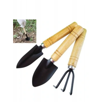 3 Parça Bitki Hobi Seti - Bahçe Saksı Sukulent  Bakım Çapa-Tırmık-Kürek