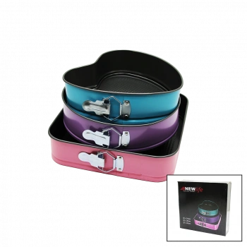 3 PARÇA  SET METAL KEK KALIP KELEPÇELİ KALP - KARE - YUVARLAK (4887)