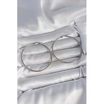 316 Çelik Gümüş Renk 53 mm Halka Model Kadın Küpe - TJ-BKP10517