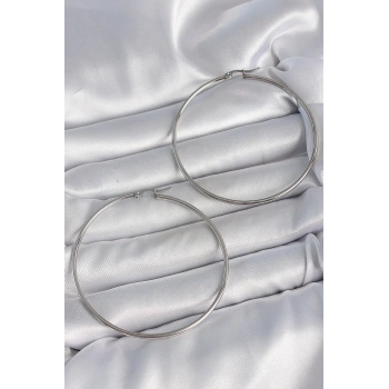 316 Çelik Gümüş Renk 63 mm Halka Model Kadın Küpe - TJ-BKP10518