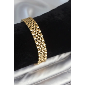 316L Çelik 12 mm Kalınlıkta Gold Renkli Erkek Bileklik - TJ-EB3779
