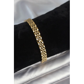 316L Çelik 7 mm Kalınlıkta Gold Renkli Erkek Bileklik - TJ-EB3767