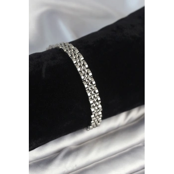 316L Çelik 7 mm Kalınlıkta Gümüş Renkli Erkek Bileklik - TJ-EB3768