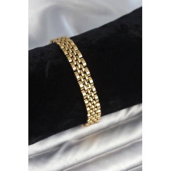 316L Çelik 9 mm Kalınlıkta Gold Renkli Erkek Bileklik - TJ-EB3773