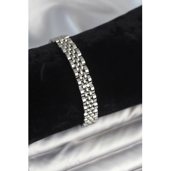 316L Çelik 9 mm Kalınlıkta Gümüş Renkli Erkek Bileklik - TJ-EB3774