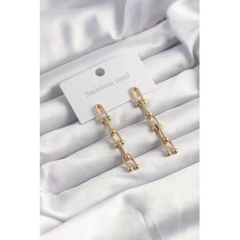 316L Çelik Altın Renk Sallantılı Tiffany Model Küpe - TJ-BKP9498