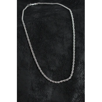 316L Çelik Burgu Zincir Model Gümüş Renk Erkek Kolye - TJ-ERK1401