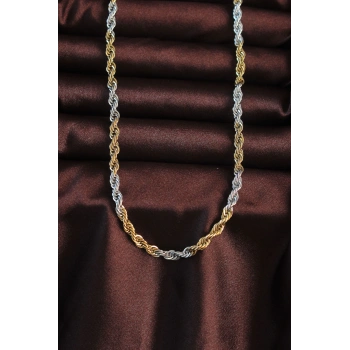 316L Çelik Çift Renk Burgu Tasarımlı Kolye - TJ-ERK1364