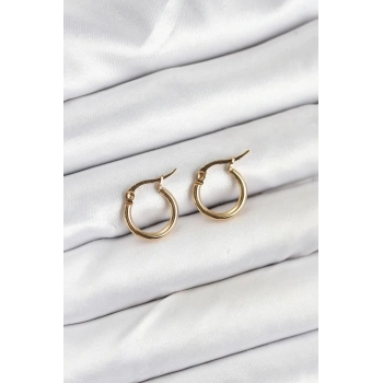 316L Çelik Gold Renk 12 mm Halka Kadın Küpe - TJ-BKP11224