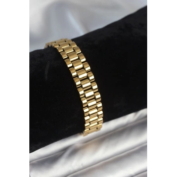 316L Çelik Gold Renk 12 mm Kalınlık Erkek Bileklik - TJ-EB3776