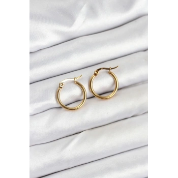 316L Çelik Gold Renk 15 mm Halka Kadın Küpe - TJ-BKP11225