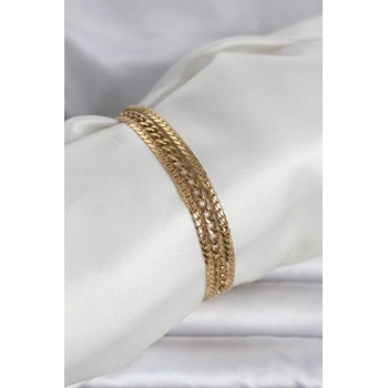 316L Çelik Gold Renk 3lü Kadın Bileklik - TJ-BB8384