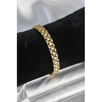 316L Çelik Gold Renk 7 mm Kalınlık Erkek Bileklik - TJ-EB3763