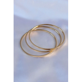 316L Çelik Gold Renk  Ajda Model Kadın 60 mm Bilezik - TJ-BB5360