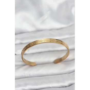 316L Çelik Gold Renk Ayetel Kürsi Yazılı Bileklik - TJ-BB8162