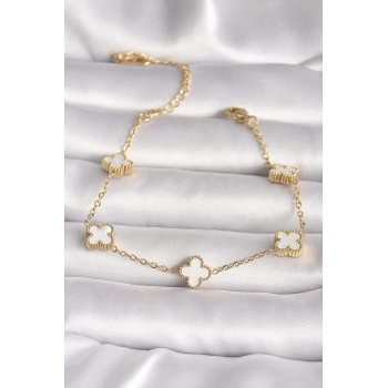 316L Çelik Gold Renk Baby Boy Yonca Model Kadın Bileklik - TJ-BB6640