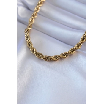 316L Çelik Gold Renk Burgu Model 45 cm Kadın Kolye - TJ-BKO7589