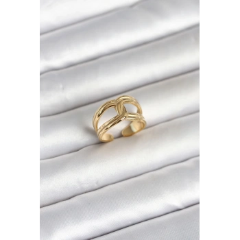 316L Çelik Gold Renk Düğüm Model Kadın Yüzük - TJ-BYK4165